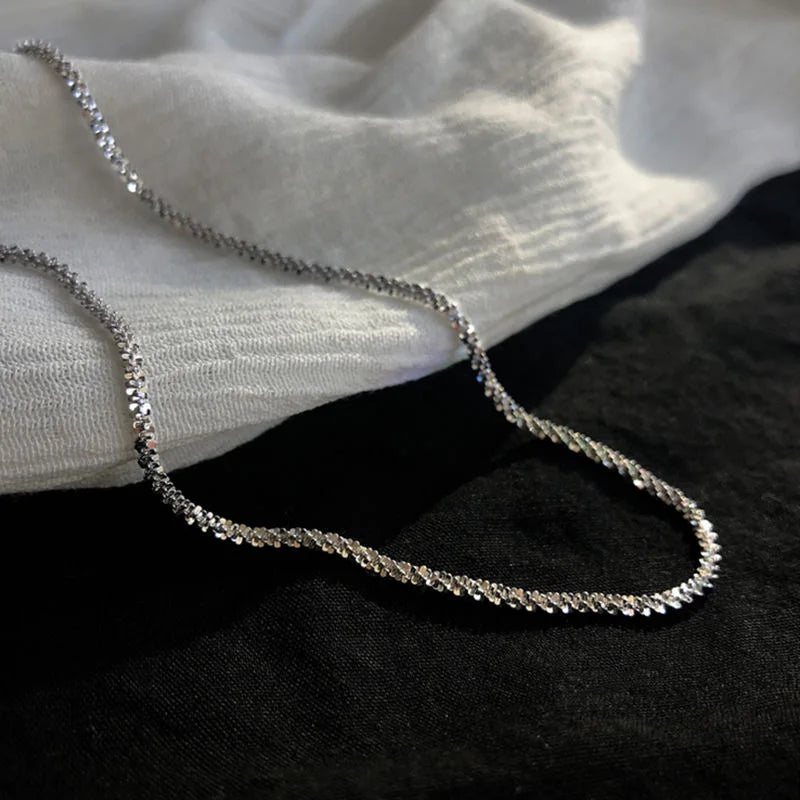 New Popular Silver Colour Sparkling Clavicle Chain Choker Necklace For Women Fine Jewelry Wedding Party Gift