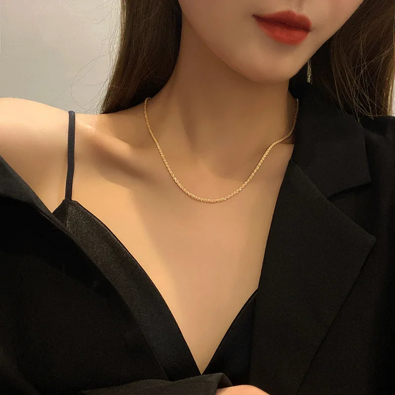 New Popular Silver Colour Sparkling Clavicle Chain Choker Necklace For Women Fine Jewelry Wedding Party Gift