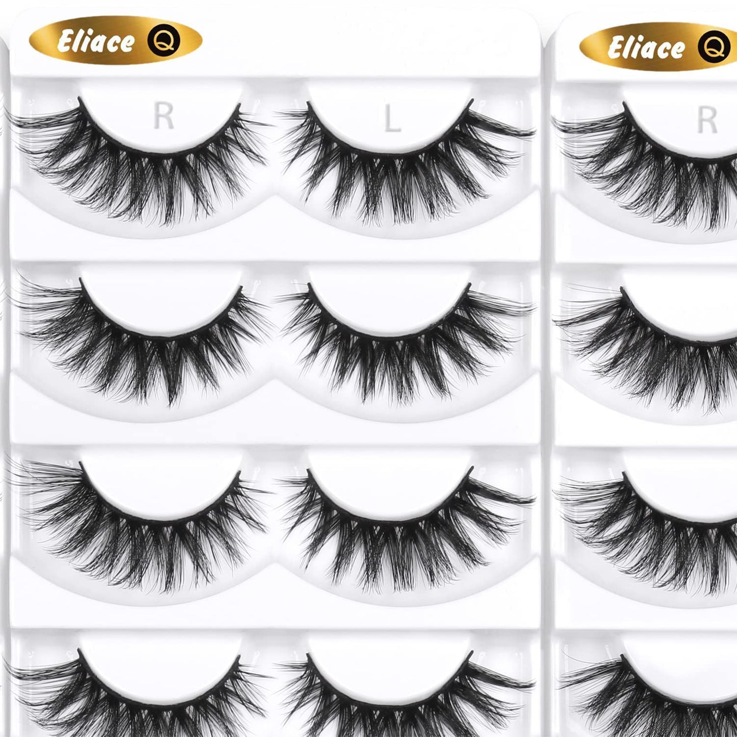 Eliace Eyelashes, 50 Pairs 5 Styles Faux Mink Lashes Natural Look Wispy Fluffy Handmade Cat Eye lashes Pack False Eyelashes Set, Comfortable & Lightweight Fake Lashes Strips,Makeup Fake Eyelashes Pack