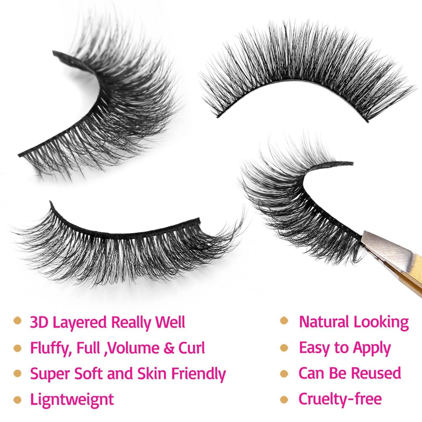 Eliace Eyelashes, 50 Pairs 5 Styles Faux Mink Lashes Natural Look Wispy Fluffy Handmade Cat Eye lashes Pack False Eyelashes Set, Comfortable & Lightweight Fake Lashes Strips,Makeup Fake Eyelashes Pack