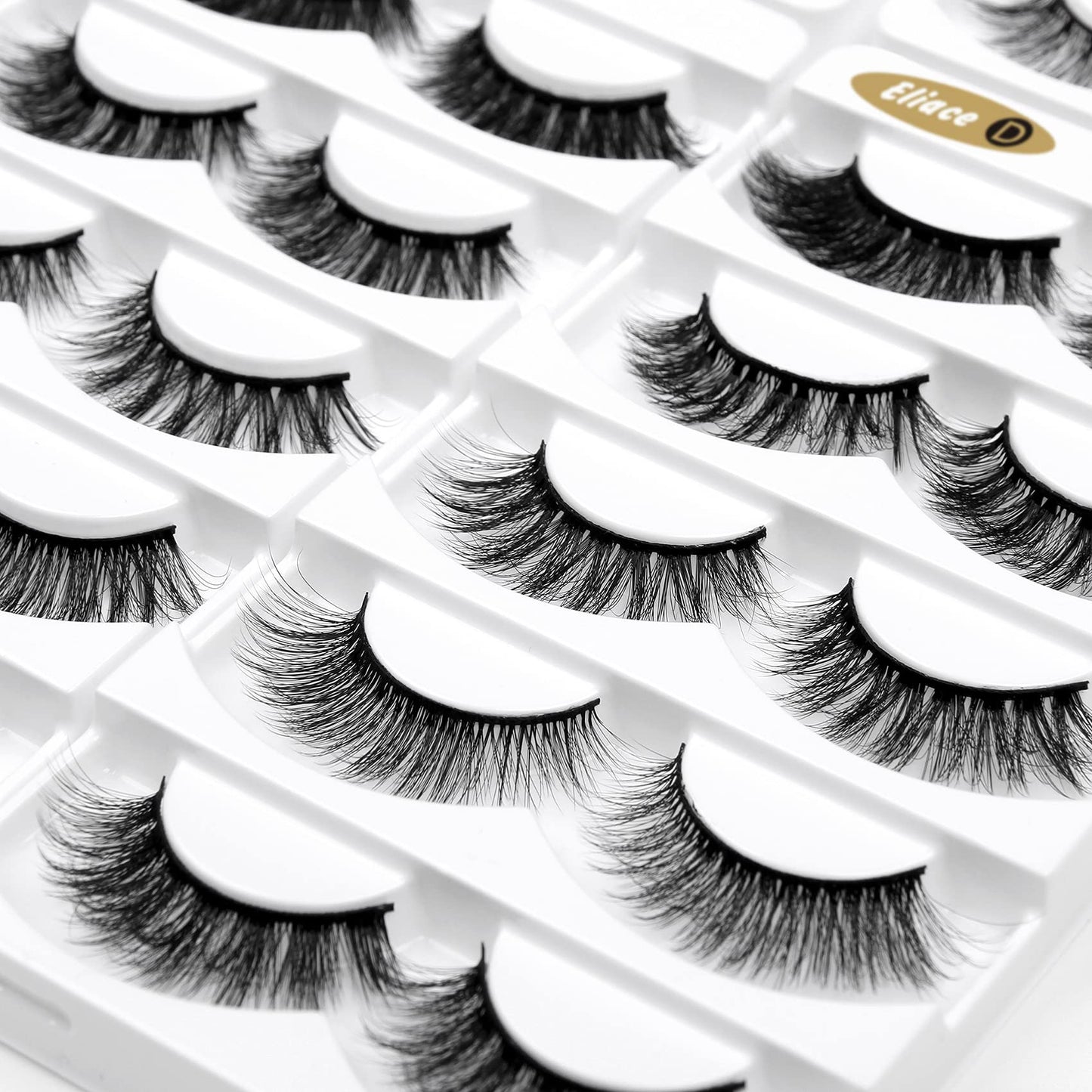 Eliace Eyelashes, 50 Pairs 5 Styles Faux Mink Lashes Natural Look Wispy Fluffy Handmade Cat Eye lashes Pack False Eyelashes Set, Comfortable & Lightweight Fake Lashes Strips,Makeup Fake Eyelashes Pack