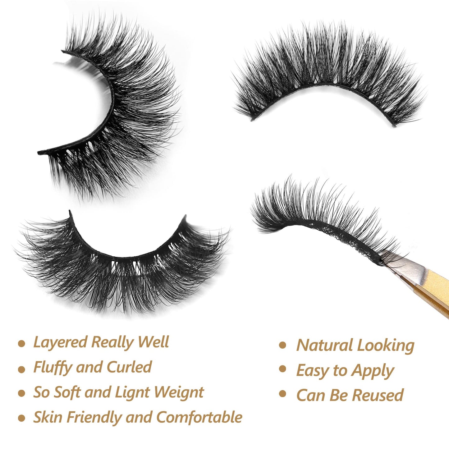 Eliace Eyelashes, 50 Pairs 5 Styles Faux Mink Lashes Natural Look Wispy Fluffy Handmade Cat Eye lashes Pack False Eyelashes Set, Comfortable & Lightweight Fake Lashes Strips,Makeup Fake Eyelashes Pack