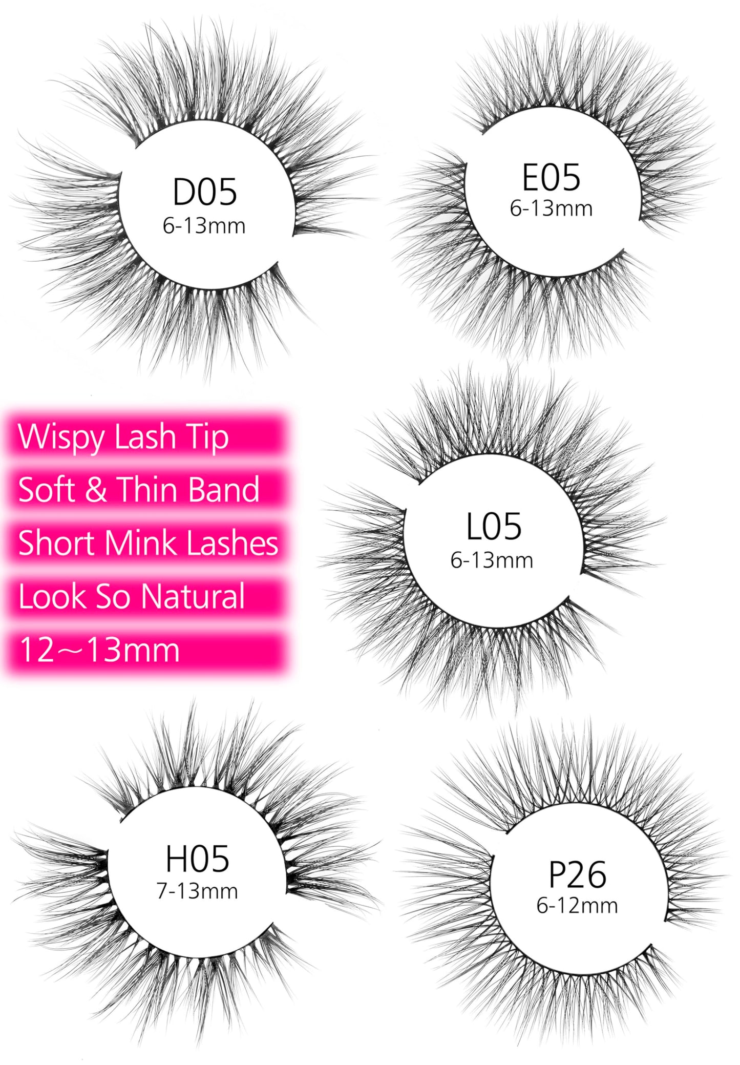 Eliace Eyelashes, 50 Pairs 5 Styles Faux Mink Lashes Natural Look Wispy Fluffy Handmade Cat Eye lashes Pack False Eyelashes Set, Comfortable & Lightweight Fake Lashes Strips,Makeup Fake Eyelashes Pack