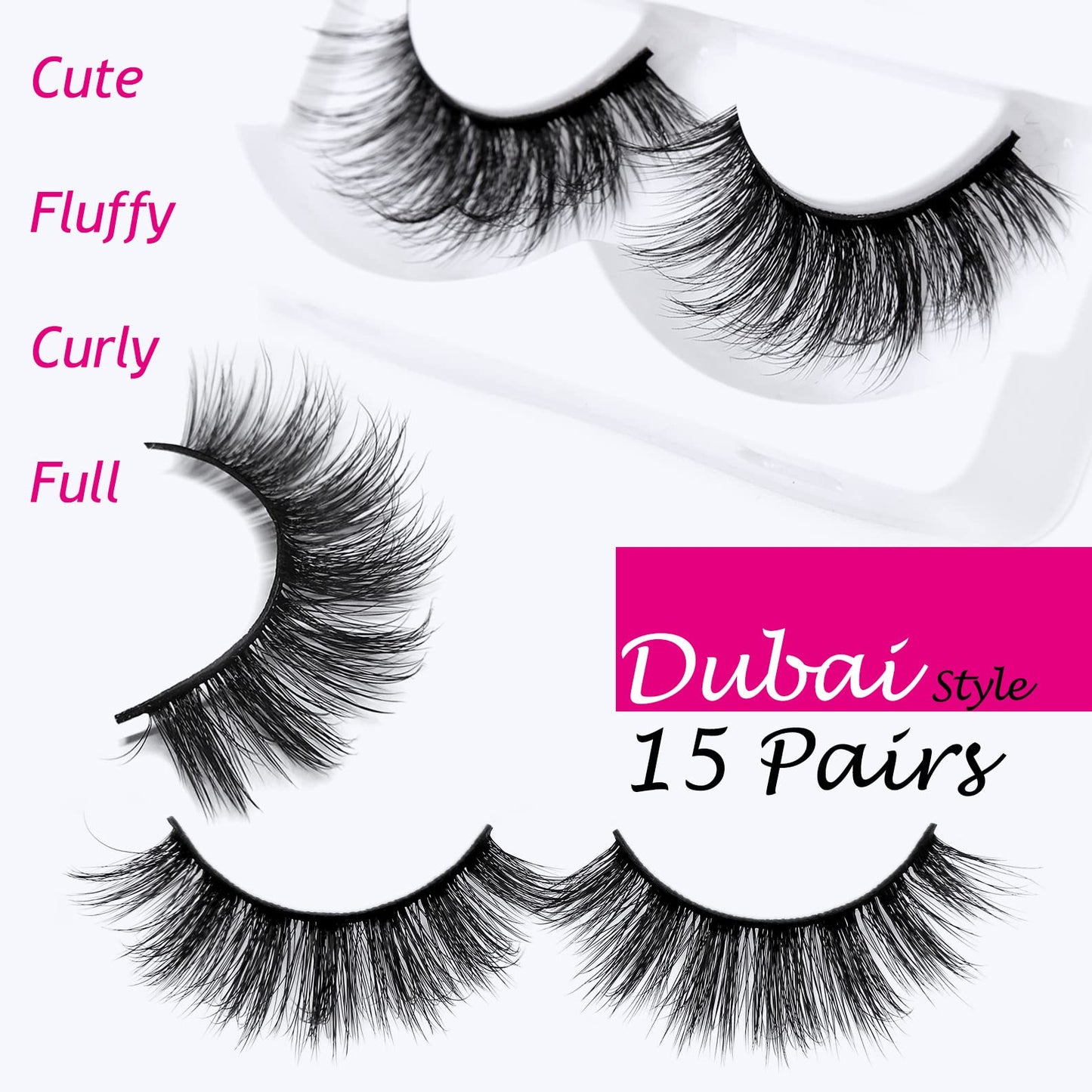 Eliace Eyelashes, 50 Pairs 5 Styles Faux Mink Lashes Natural Look Wispy Fluffy Handmade Cat Eye lashes Pack False Eyelashes Set, Comfortable & Lightweight Fake Lashes Strips,Makeup Fake Eyelashes Pack