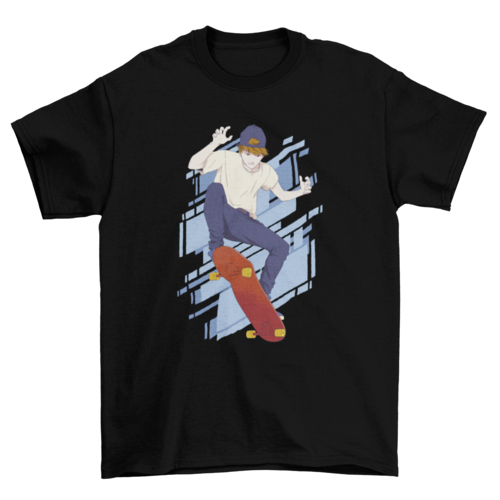 Anime skater boy t-shirt design