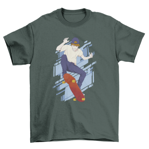 Anime skater boy t-shirt design