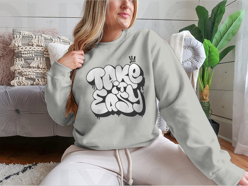 Take It Easy Graffiti Bubble Shaped Design for Sweatshirt