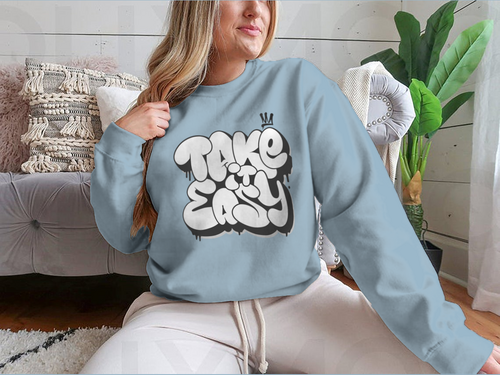 Take It Easy Graffiti Bubble Shaped Design for Sweatshirt