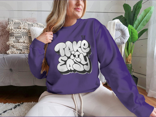 Take It Easy Graffiti Bubble Shaped Design for Sweatshirt