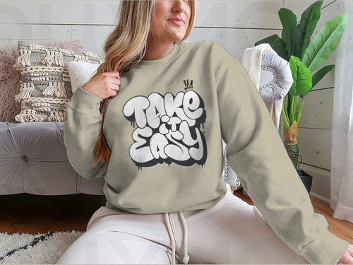 Take It Easy Graffiti Bubble Shaped Design for Sweatshirt